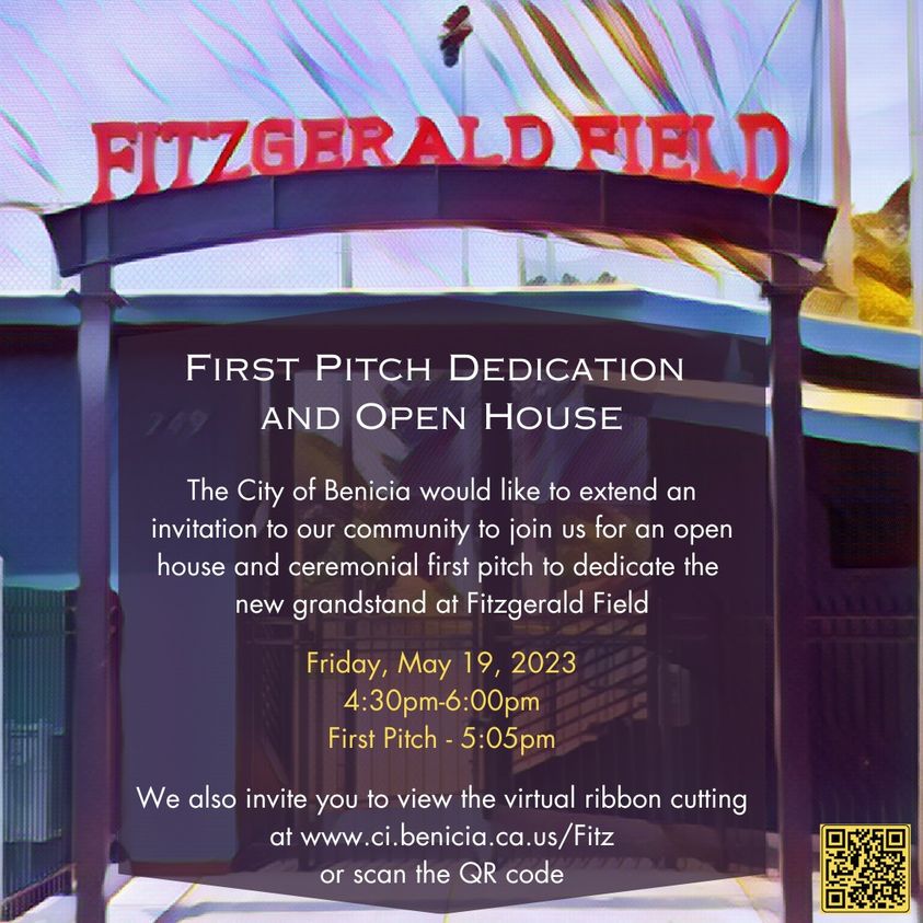 Tonight! Join us for an open house and ceremonial first pitch to dedicate the new grandstand at Fitzgerald Field!