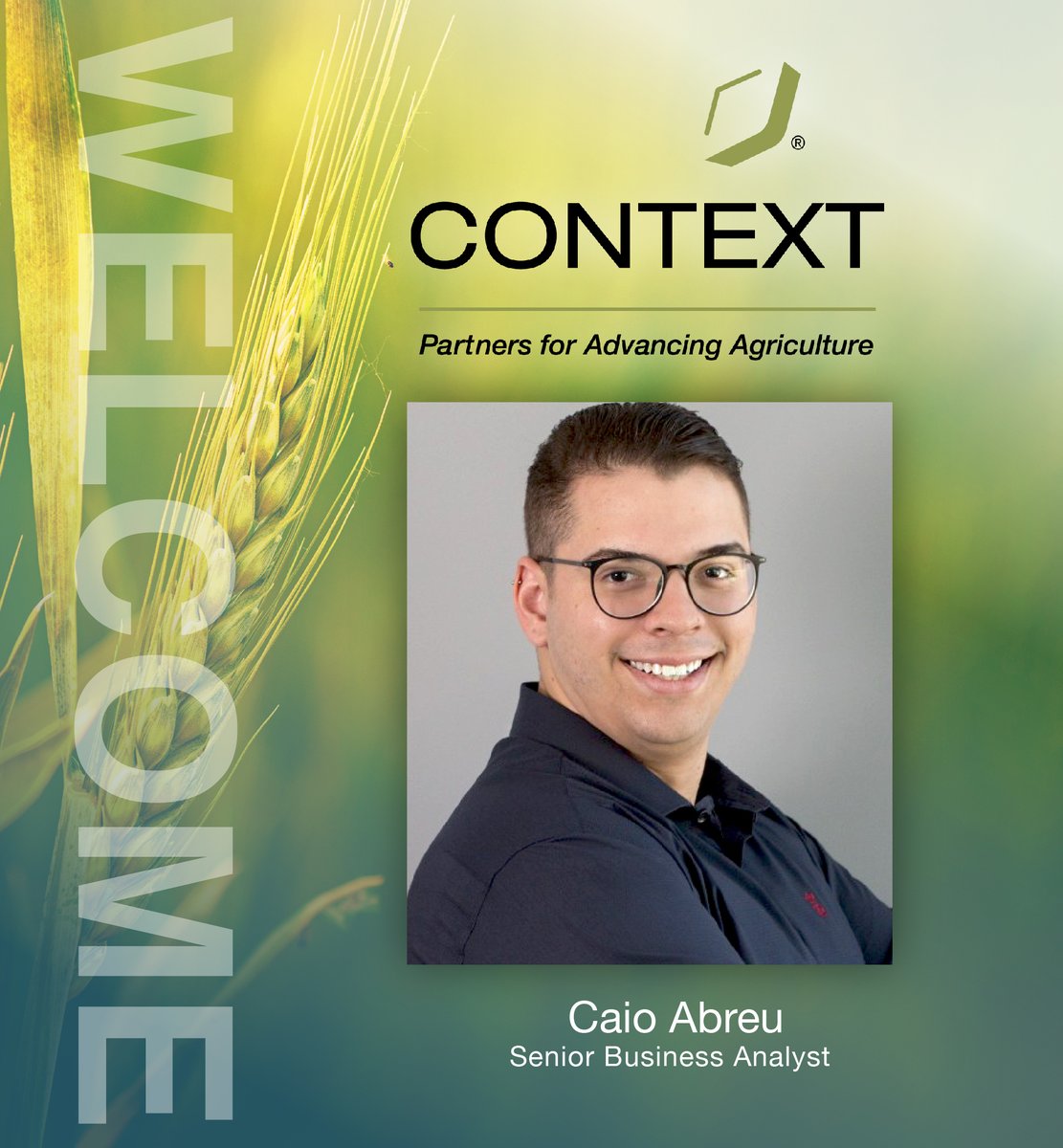 The Context Network is thrilled to announce Caio Abreu as a Senior Business Analyst and the newest member to our LATAM team!  Based in Sāo Paulo Brazil, Caio joins Context from the ag equipment space where he spent three years as business technology analyst.

#newhire #hiring
