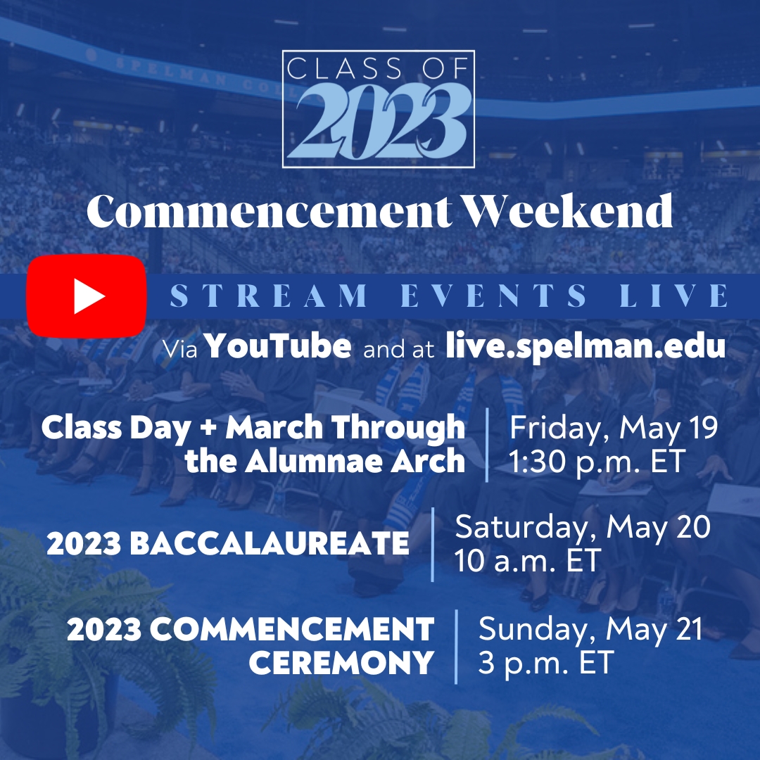 Commencement weekend kicks off today with Class Day and March Through the Alumnae Arch! Join us live today at 1:30 pm. ET, on Saturday at 10 a.m. ET for  Baccalaureate, and on Sunday at 3 p.m. ET for Commencement. Read more here: bit.ly/3L91OBi