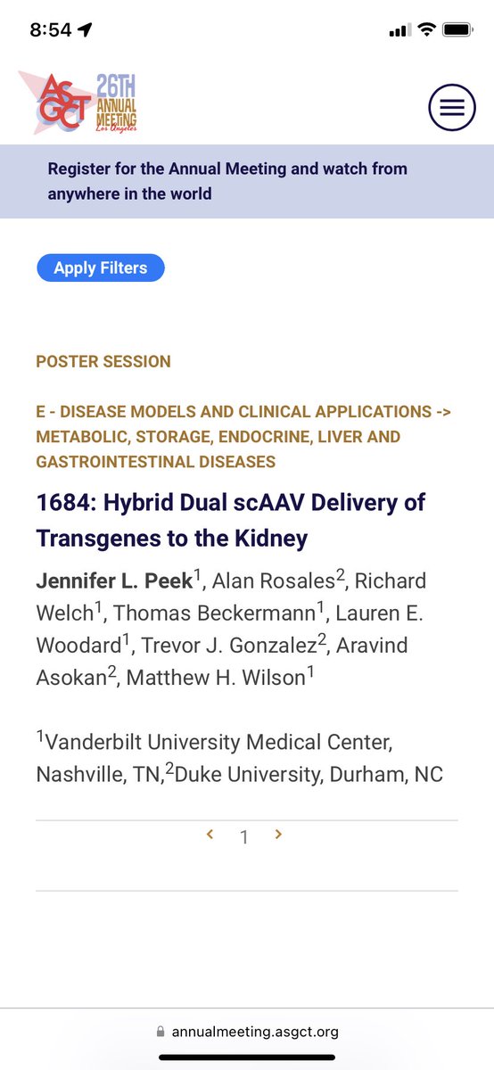 LEWoodardPhD's tweet photo. 1 in 7 people have chronic kidney disease. It’s time for gene therapy to do something about it! 

Come by Jen Peek’s poster #1684 today to learn more about scAAV delivery to the kidney.

#ASGCT2023 #asgct23 @JenPeekMSTP @MattWilsonLab @alanrosalesBME https://t.co/aex3Co1ibz