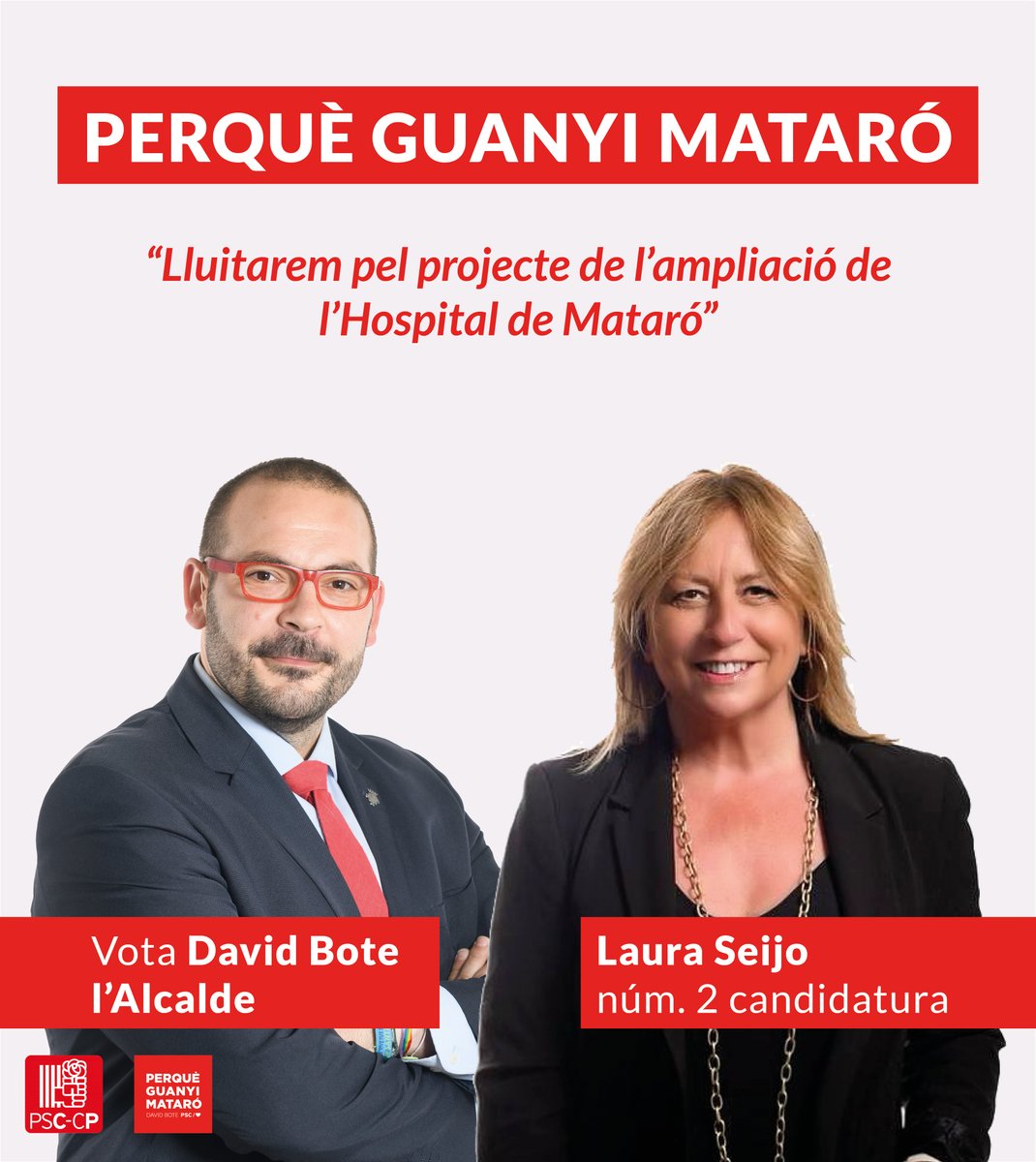 pscmataro's tweet photo. 📣 Presentem la nostra candidatura #perqueguanyimataro.

🔴 Núm. 2: Laura Seijo (@LauraSeijo7): "Lluitarem pel projecte de l'ampliació de l'Hospital de Mataró" https://t.co/AmX0RcLFgK