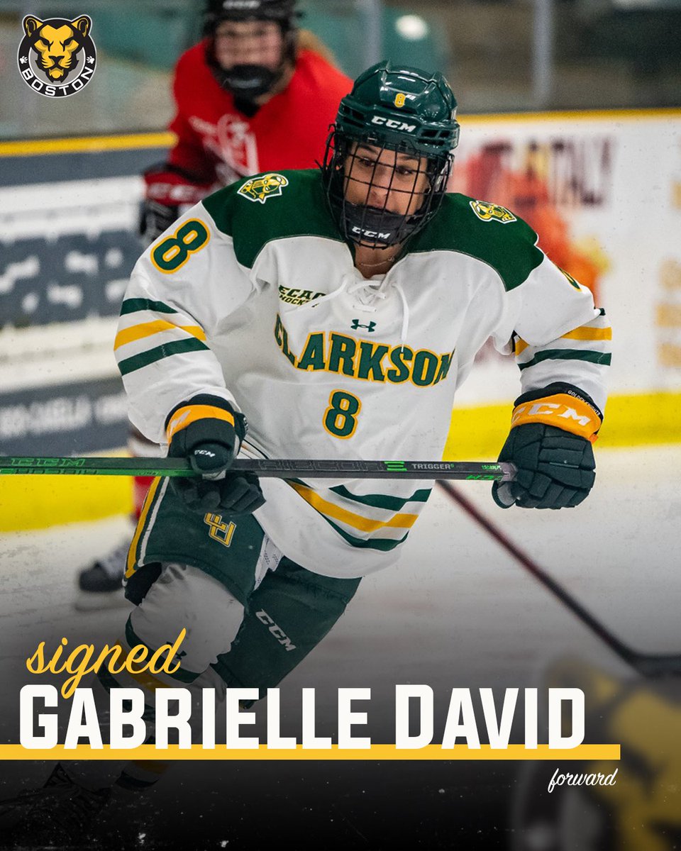 Boston Pride (@thebostonpride) on Twitter photo 🚨SIGNING NEWS 🚨
After four seasons at Clarkson University, forward Gabrielle David signs with the Pride! The forward led the <a href="/ClarksonWHockey/">Clarkson Womens Hockey</a> in assists this past season.
Full story: pride.premierhockeyfederation.com/news/clarkson-…
#PridePHF | <a href="/gabdavid18/">Gabrielle David</a> 🚨SIGNING NEWS 🚨
After four seasons at Clarkson University, forward Gabrielle David signs with the Pride! The forward led the <a href="/ClarksonWHockey/">Clarkson Womens Hockey</a> in assists this past season.
Full story: pride.premierhockeyfederation.com/news/clarkson-…
#PridePHF | <a href="/gabdavid18/">Gabrielle David</a>