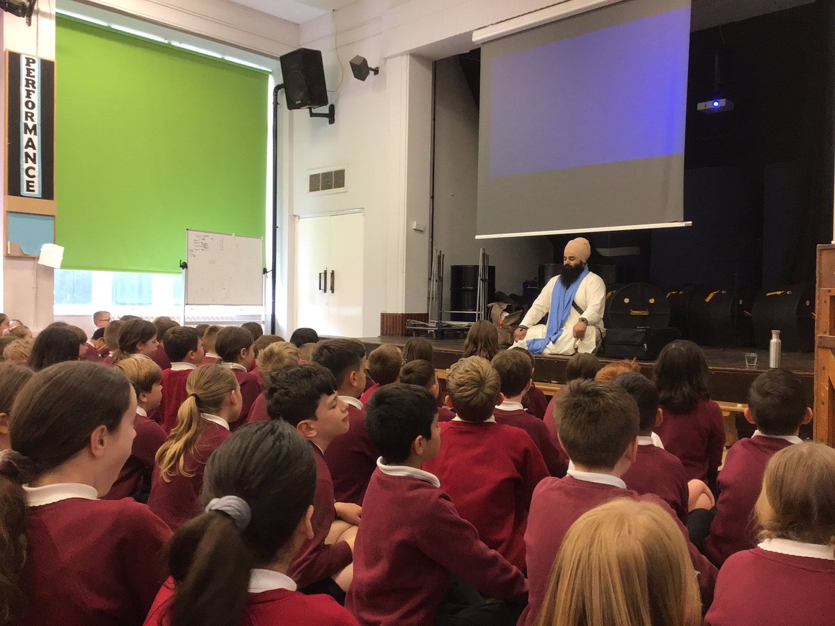 WellfieldMiddle's tweet photo. We enjoyed a visit from @NESikhService this morning! We learned a lot and even enjoyed some meditation - which fit with the spirit of wellbeing week! #WMSRE https://t.co/e8X3IRyqxE