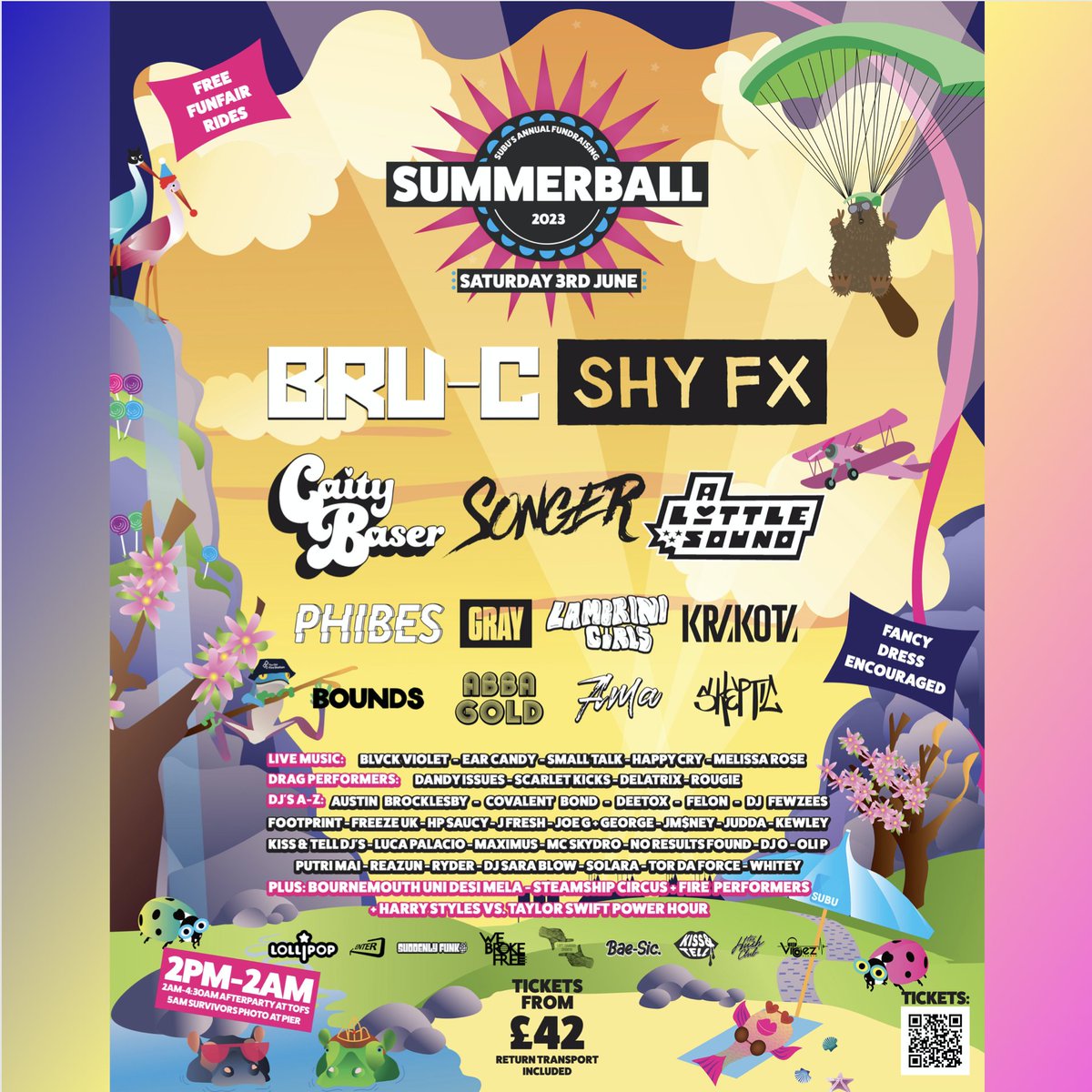 General release will sell out over the weekend! This is your last chance to get your ticket at £42 (+BF). The price will be increasing to £45 (+BF). 👀

The biggest end of year celebration for Bournemouth students, the most important night of the year. 

subusummerball.co.uk