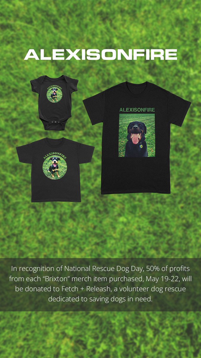 MAY 20 is National Rescue Dog Day We’re relaunching the Brixton Tee - with a *NEW* baby & kids design featuring puppy size Brixton store.theonlybandever.com 🐶🤎