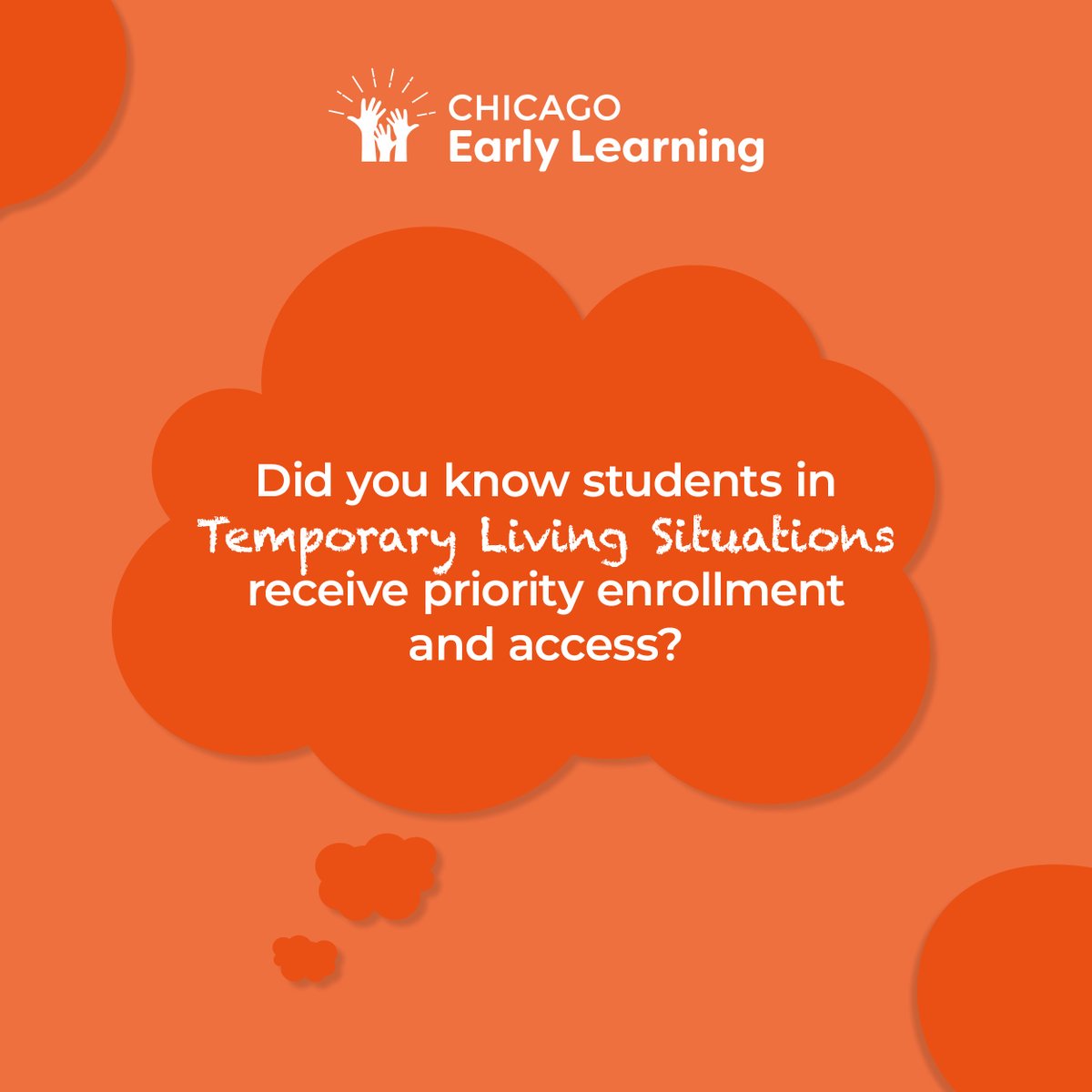 ChicagoLearning's tweet image. If you or someone you know is in a temporary living situation, there’s a place for your child at one of our early learning programs. Explore your options and apply at ChicagoEarlyLearning.org

#earlylearningforall #Chicagoparents #chicagoearlylearning #chicagopreschool