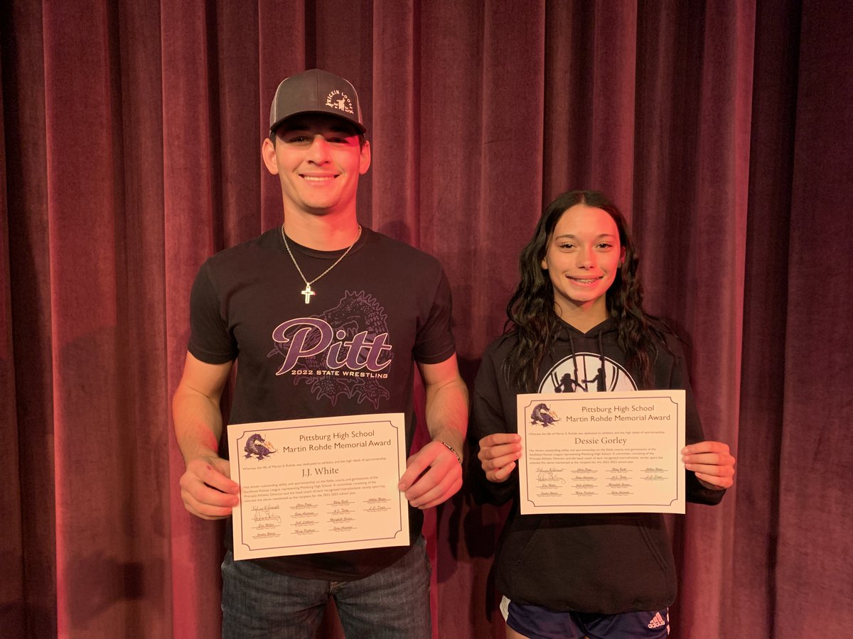 2023 PHS MARTIN ROHDE MEMORIAL AWARD WINNERS:

Congratulations to JJ White &amp; Dessie Gorley for being selected as the 2023 Martin Rohde Memorial Award winners!

The award is given annually to one Outstanding Senior Girl &amp; Boy Athlete, voted upon by PHS Head Coaches.