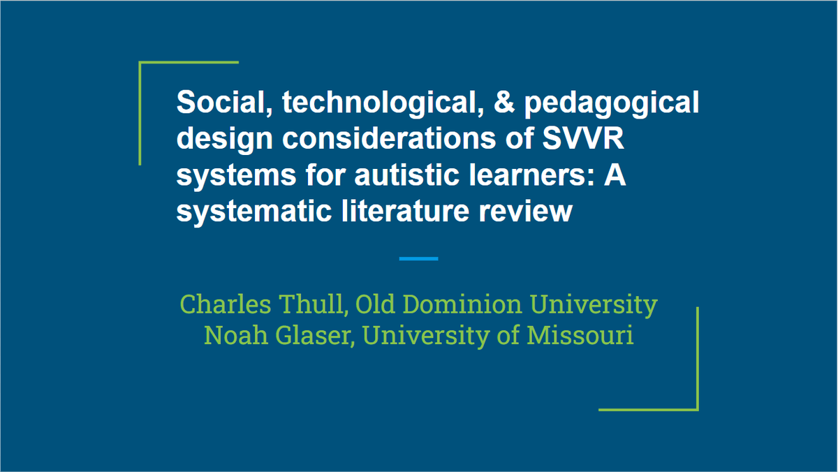 Presenting some research here soon! Learn more about how autistic stakeholders are being involved in the design of video-based #VirtualReality #iLRN2023