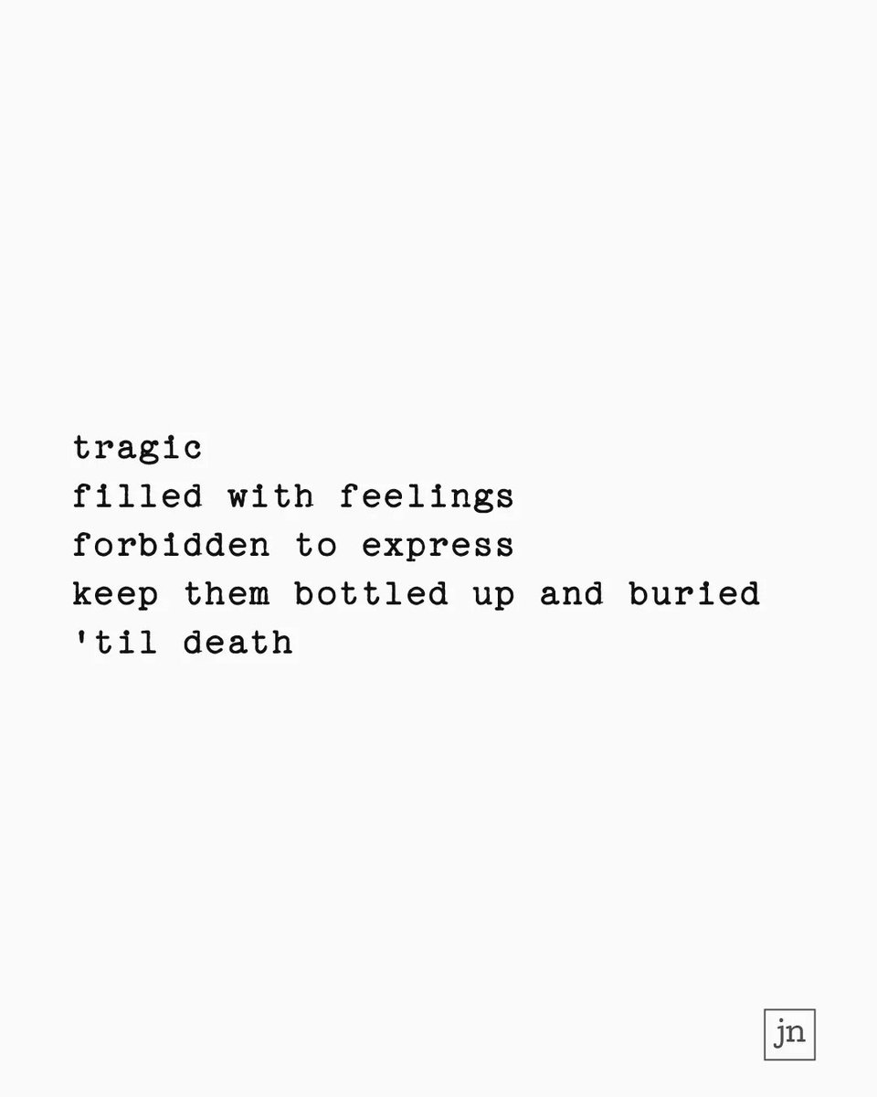 JonathansNotes's tweet photo. 5-19: boys don't cry
tragic 
filled with feelings 
forbidden to express 
keep them bottled up and buried 
'til death
---
#micropoetry #poem #poetrycommunity https://t.co/MsxHOlB5JF