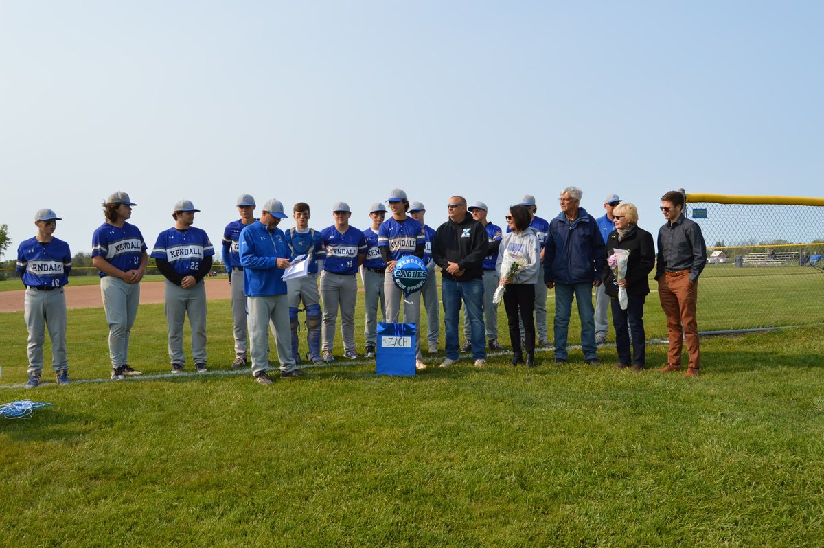 BaseballKendall's tweet photo. We recognized Zach Barrett this week. Kendalls only senior this season. He will be greatly missed. He has been rehabbing an arm injury and threw a gem against Alexander. We wish him good luck in all he does! A humble, competitive young man! https://t.co/B7ztb71wJf