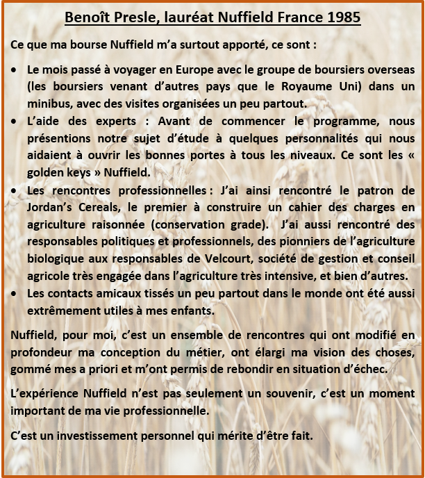 🧑‍🎓👩‍🎓Nos lauréats <a href="/NuffieldFrance/">Nuffield France</a> de toutes générations partagent leurs expériences.  
<a href="/bpresles201/">benoit PRESLES</a>, lauréat 1985, et ancien Président de l'Association, témoigne sur les "Golden Keys"!
🤔Vous aussi pourriez rejoindre le réseau! Postulez dès maintenant!👇
nuffieldfrance.fr/candidature/
