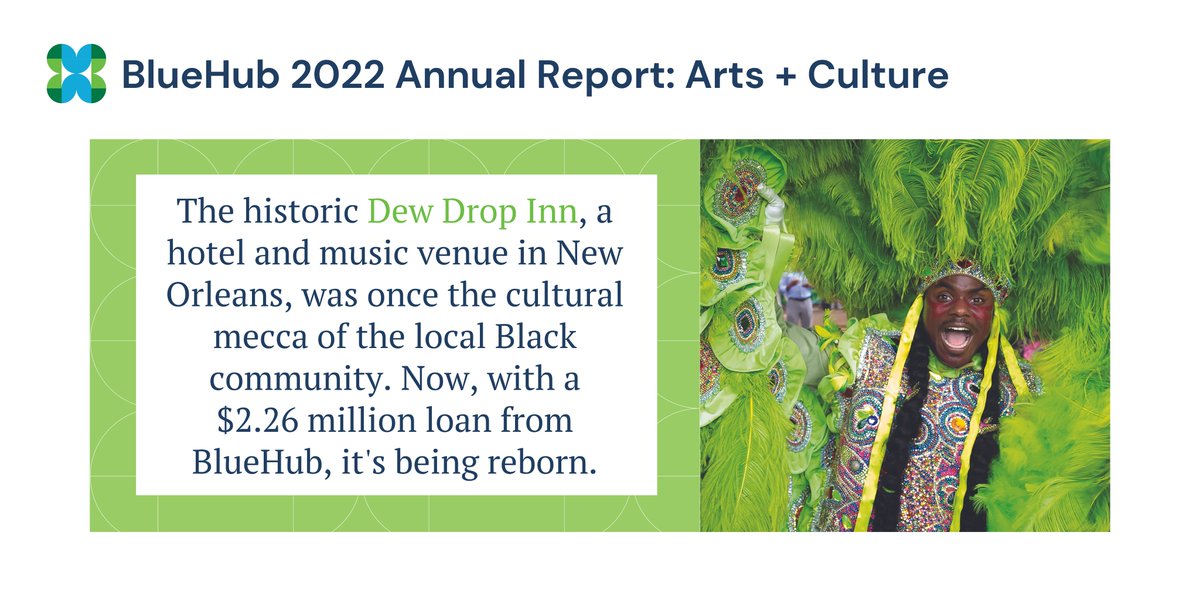 BlueHubCapital's tweet image. After years of decline, the Dew Drop Inn was officially shuttered in 2005. Curtis Doucette, CEO of Iris Development &amp;amp; Level Ground Development, is leading a team to reestablish it as a premier music venue &amp;amp; boutique hotel. 2022.bluehubannualreports.org/story/arts-len… #PatternofPartnership #NOLA