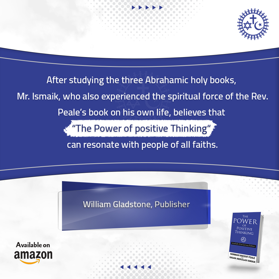 Embark on your own journey towards positivity by reading 'The Power of Positive Thinking'.

Order your copy now on #Amazon 👉 : amzn.to/3ek46TI

#NormanVincentPeale - #HasanIsmaik - #Interfaith - #Christianity - #Judaism