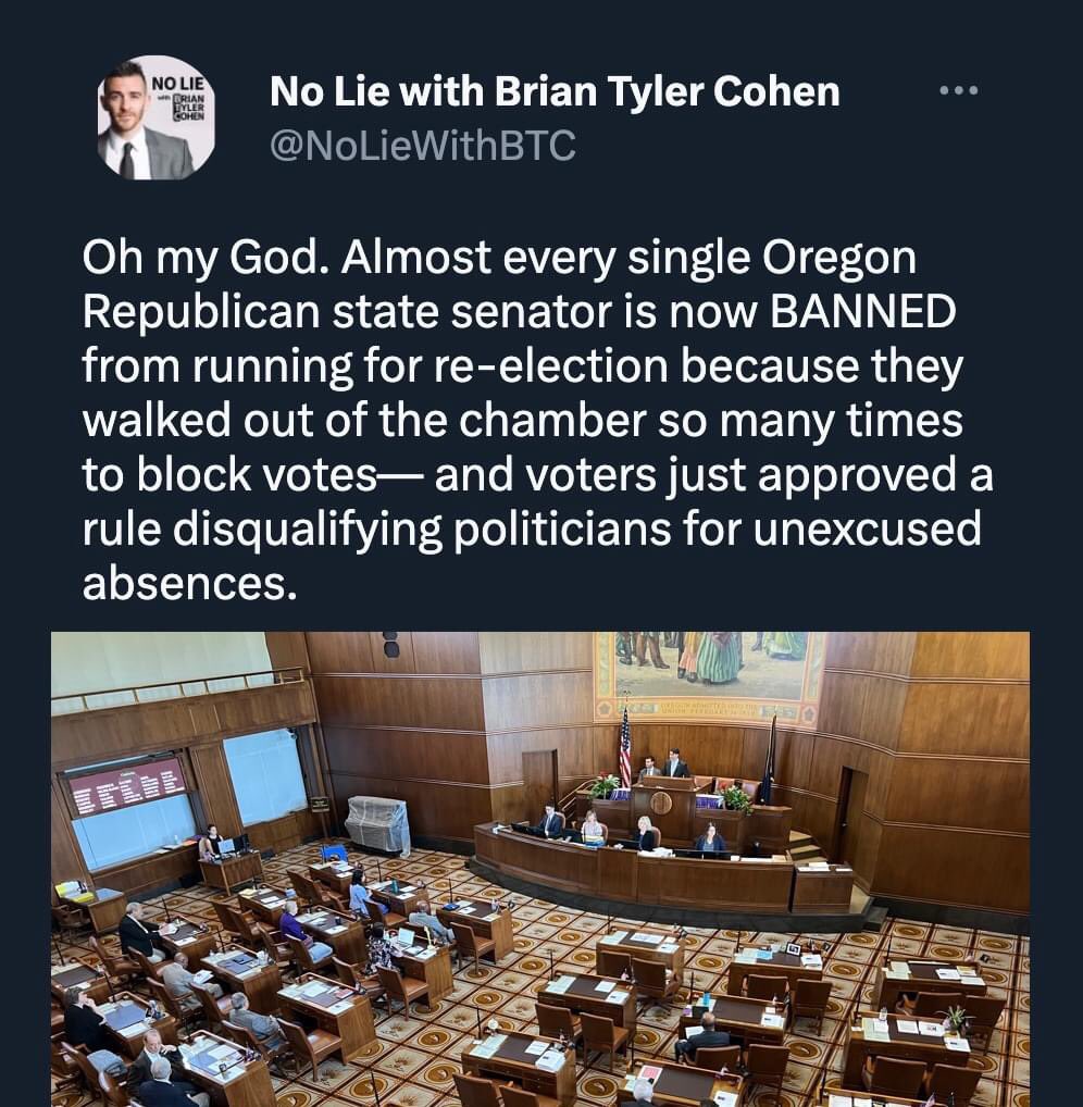 MilOnYourMind's tweet photo. Republicans are so “smart” they are killing their own party! Lazy ass MFs shouldn’t have these jobs. Let people who actually SHOW UP have their seats. 🤡🤡🤡😂😂😂🤣🤣
#Republicans #RepublicansAreDestroyingAmerica #Fascism
#VoteBlueEveryElection #BidenHarris2024 #DemsWork https://t.co/iLdD6MCMUU