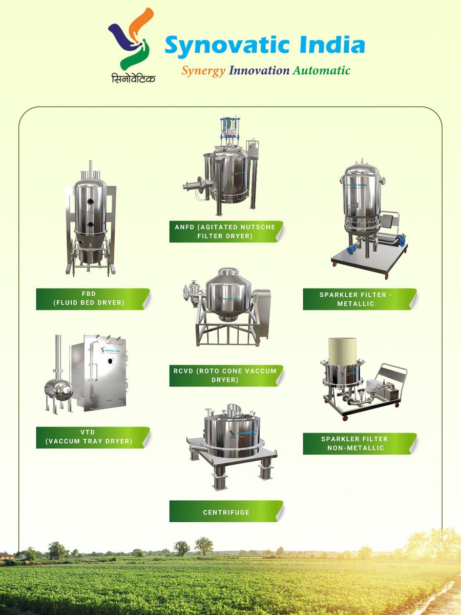 Synovatic's tweet photo. Process Machinery for Pharmaceutials, Chemicals, Agrochemicals, API, and related Industries.
#SynovaticIndia #Processmachinery #synovatic #sparklerfilter #mettalic #nonmettalic #coating #halar #PFA #pvdf #etfe #SF #Pressurenutschefilter #PNF #Centrifuge #manualtopdischarge https://t.co/kVPp5dxqWK