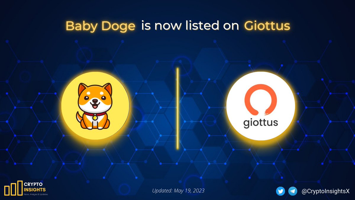 📢@BabyDogeCoin is now listed on @giottus

#BABYDOGE - leading meme token which is deflationary token designed to become more scarce over time.  

#Giottus is the Top-Rated Indian #Crypto Platform 

#BabyDogeCoin #BabyDogeNews #BabyDogeArmy #BabyDogeCommunity