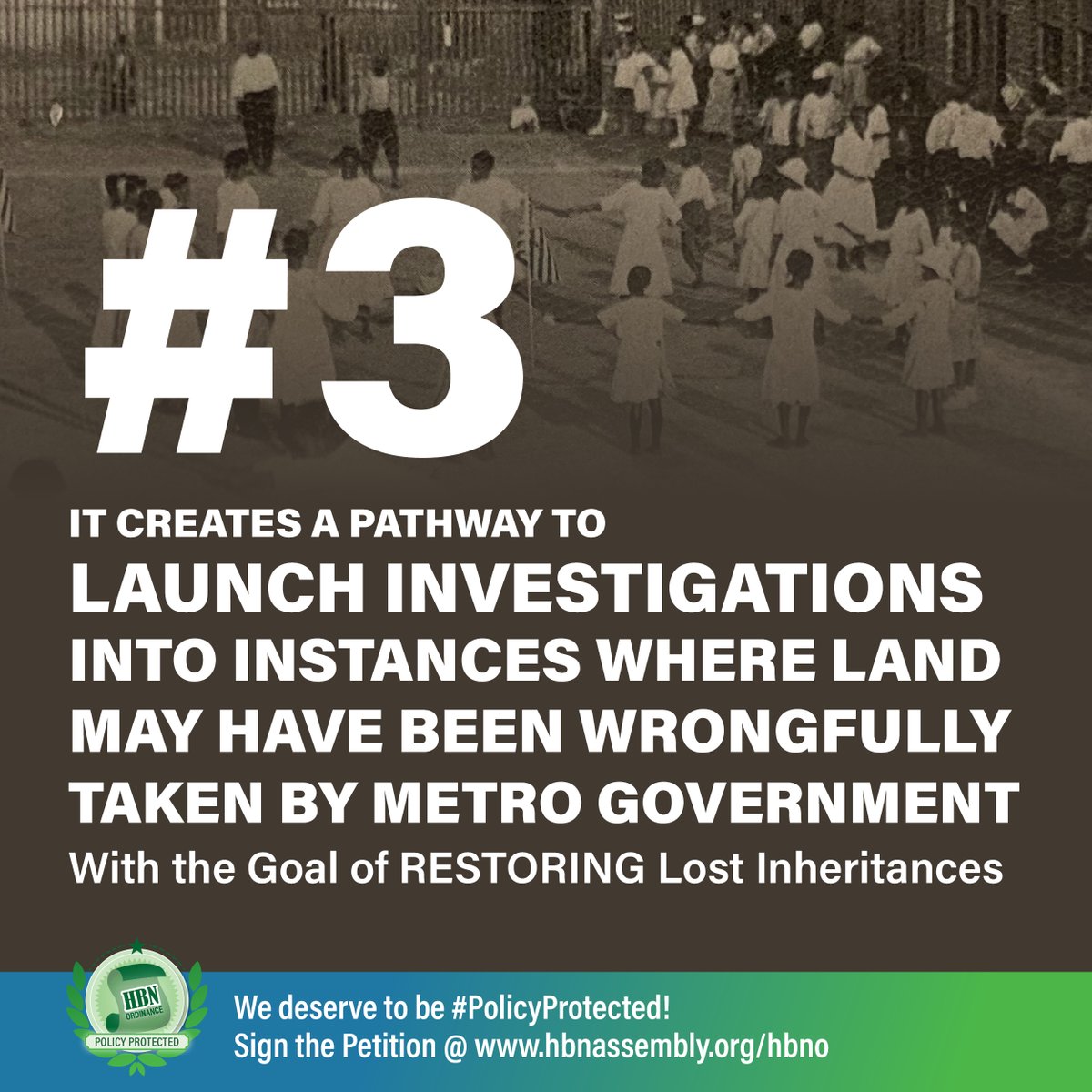 #3: It creates a pathway to launch investigations
into instances where land may have been wrongfully taken by Metro Government w/ the goal of RESTORING lost inheritances #HBNO #PolicyProtected