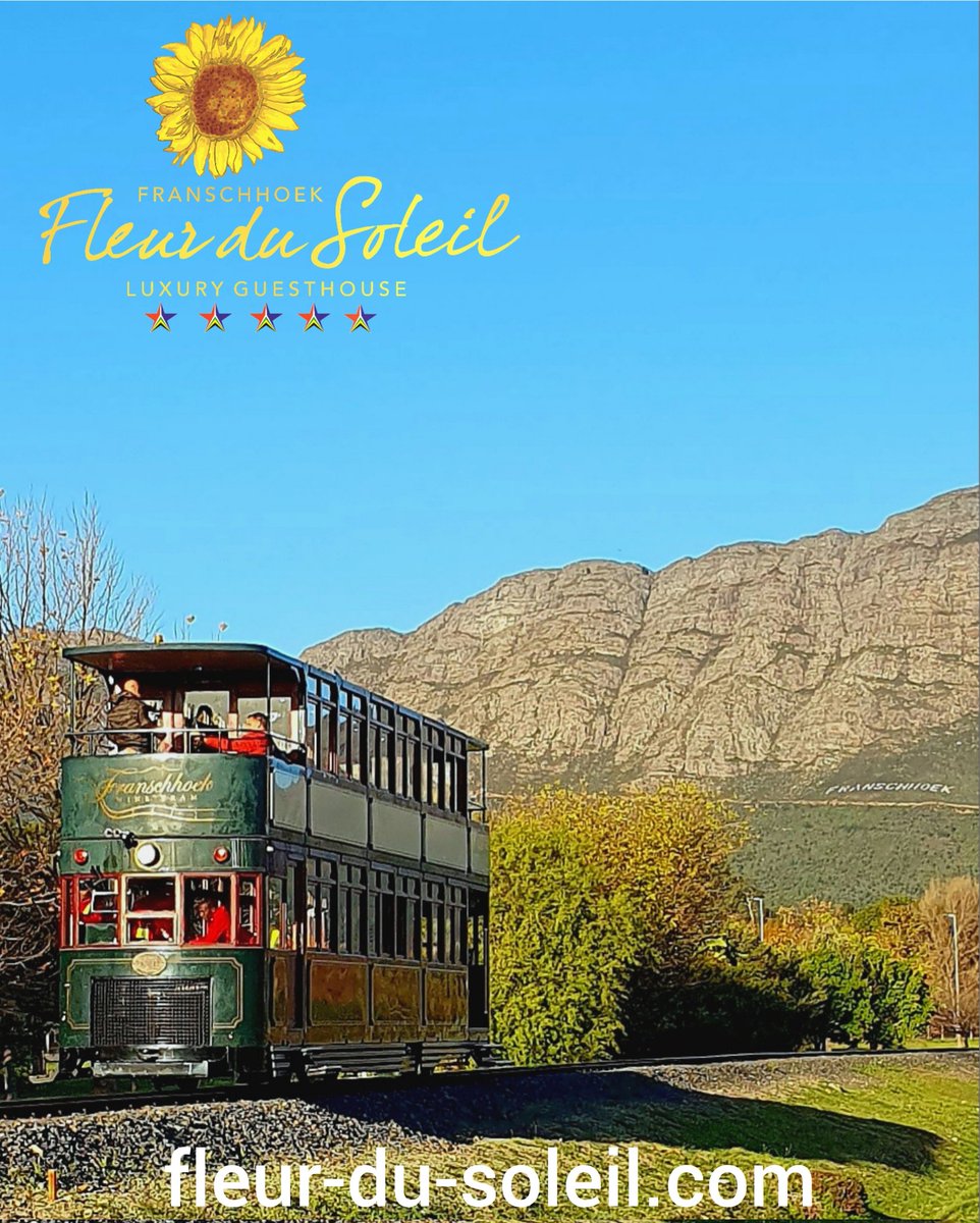 A #ValleyOfDreams fixture: the #franschhoekwinetram today on a gorgeous #franschhoek #autumn/#fall day. Fifteen minutes' walk from #fleurdusoleilguesthouse 

fleur-du-soleil.com

#winetram #winery #winelover #guesthouse #southafrica #capetown #vineyard #beautifuldestinations