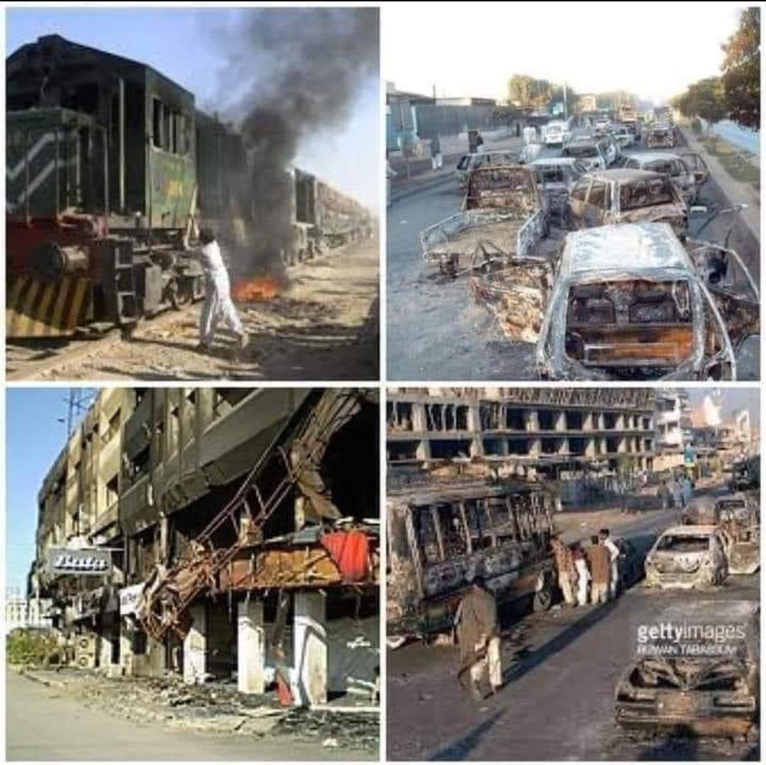 RajaPervez's tweet photo. @TOKCityOfLights @ImranKhanPTI @sharjeelinam .-. بینظیر کے سر پر گولی مارنے  کے بعد 25 بینک ، 4000  گاڑیاں ، ٹرینیں ، تھانے , 50 سے زائد فیکٹریوں میں آگ اور کام سے گھر جانے والی لڑکیوں کو غائب کرکے عزتیں لوٹی گئی تھیں، 4 دن تک پاکستان جلتا رہا تھا 
 پیپلز پارٹی قانون . https://t.co/i4f3cHTNrG
