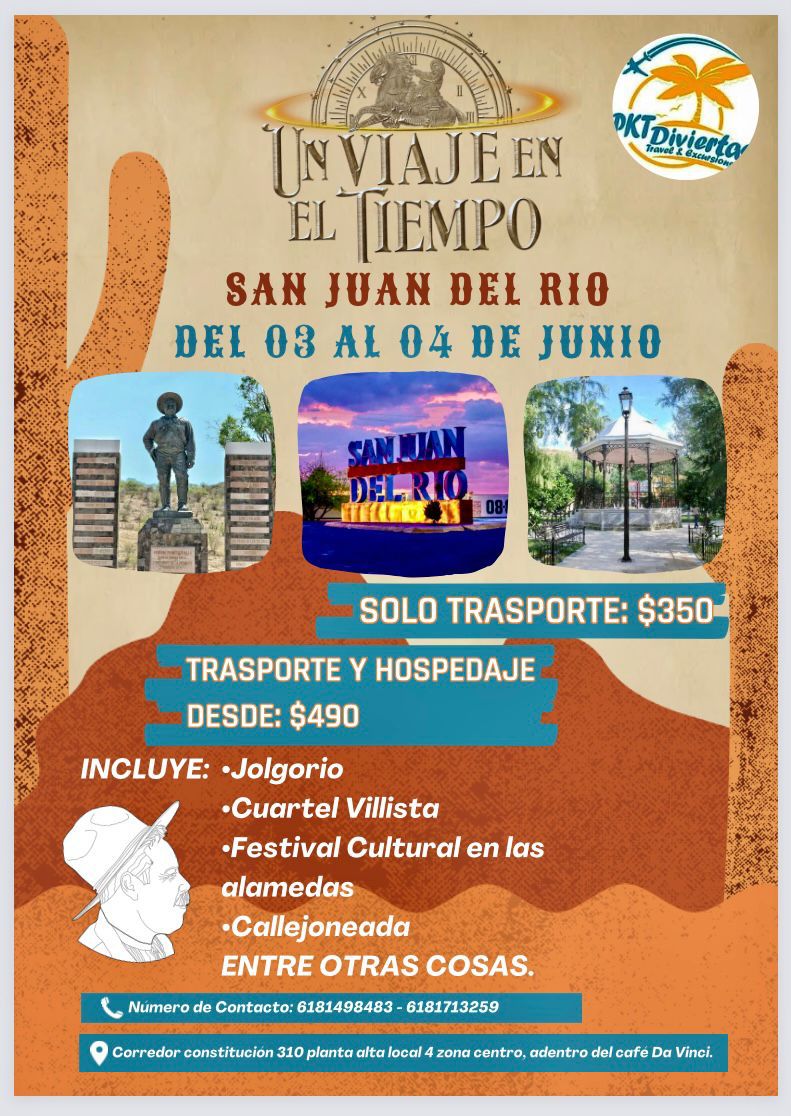 dgosectur's tweet photo. No te quedes fuera de 🕚 "Un Viaje en el Tiempo", y aparta con anticipación la mejor opción de paquetes y viajes para ti.
👇Te dejamos algunas opciones de touroperadores.
#DurangoCercaDeTi https://t.co/fEBVIzF80P
