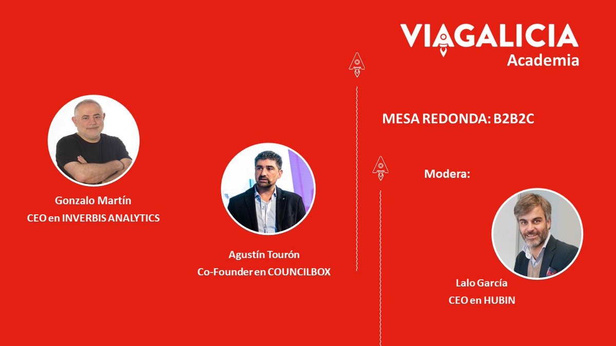 via_galicia's tweet image. La #AcademiaViaGalicia 🎓 vuelve con una nueva mesa redonda con @agustintouron y Gonzalo Martín sobre el modelo #B2B2C,  donde se habla de las métricas adecuadas y pruebas de concepto, y sobre todo, escoger a los partners e inversores adecuados para escalar en este modelo.
📸👇
