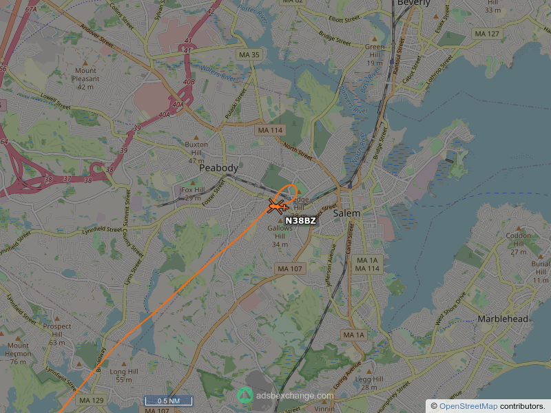 N38BZ, a Bell 206-L-4, is circling over Lynn at 825 feet, speed 42 MPH, squawking 0336, 0.1 miles from Pickering Middle School globe.adsbexchange.com/?icao=a45922&z…