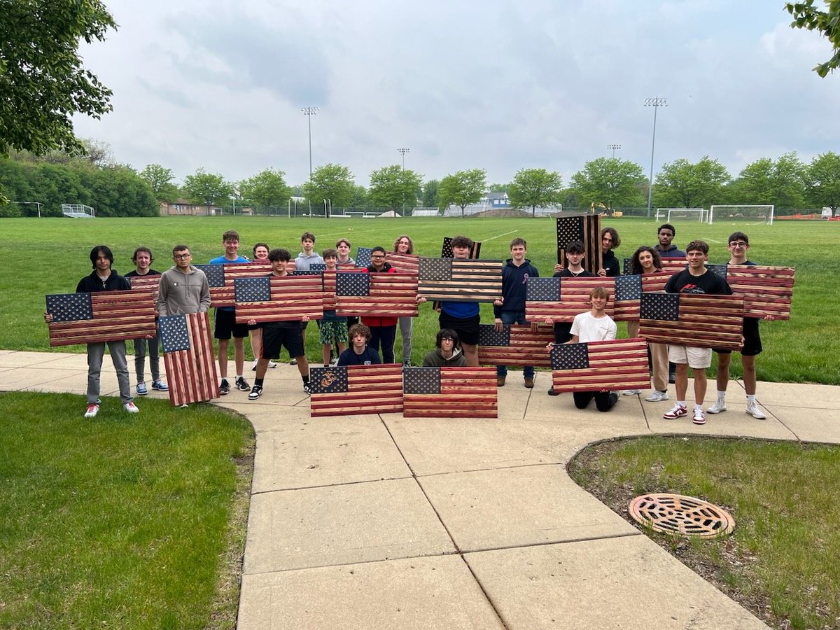 Making American flags in Woodworking Manufacturing and Design 2. #wearelakepark