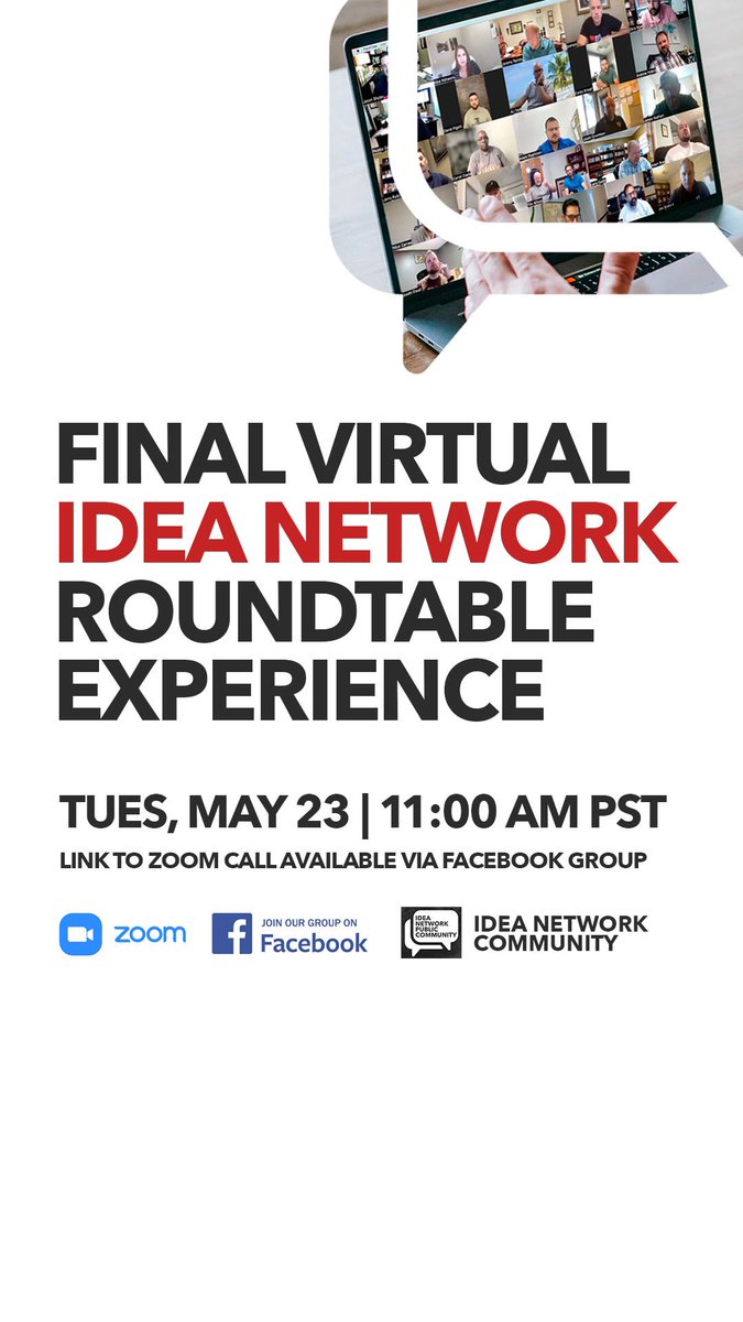 Hey everyone! We're looking forward to hearing all the favorite memories, new friendships, and the ways the Idea Network community has impacted your ministries and spiritual journeys.
We'll be hosting a Zoom meeting with the entire network on Tuesday.

 fb.me/e/3t6GRUo0C