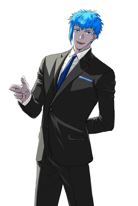 今原稿中だけど息抜きにラクガキ始めたら止まらなくなって意味もなく黒スーツの八丁くん。 描いてて楽しいな八丁くん。(原稿と仕事しろよ)
