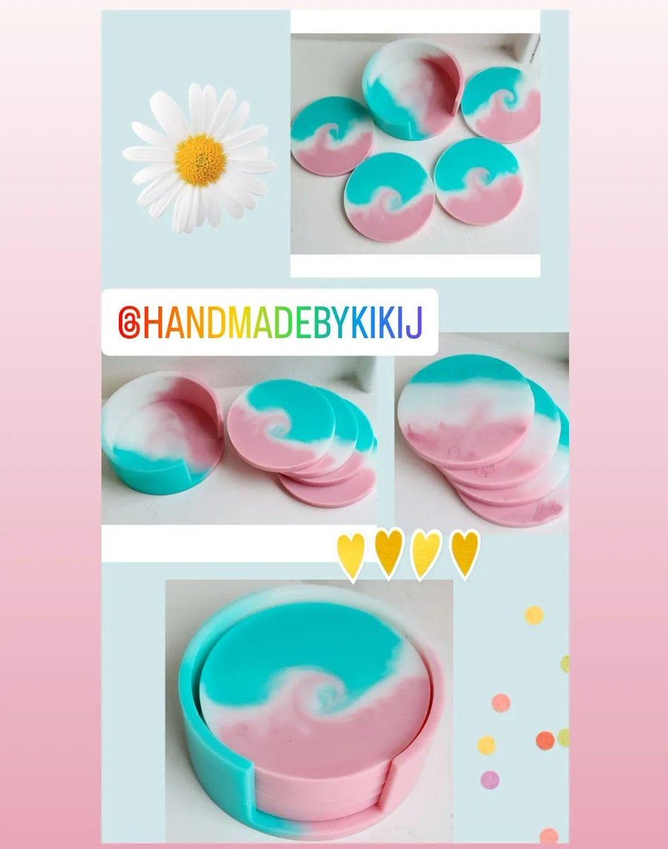 This set of pink and turquoise #resincoasters are so pretty!! Love this colour combo. Now in my @BritishCrafting shop! 🩷🩵🩷

#coasters #resinhomeware #resingift #britcraft #mhhsbd #coasterset #homedecor #handcrafted #smallbusinessowner #SmallBizFridayUK