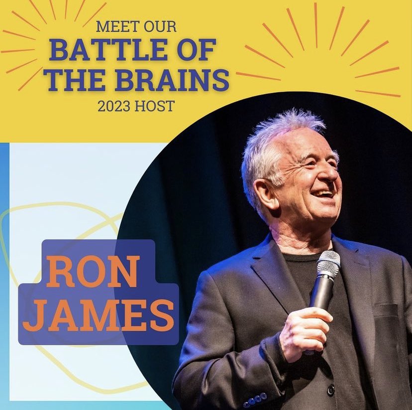 Daytrippersca's tweet photo. Consistently hailed by audiences and critics from coast to coast, Ron James has been selling out theatres in Canada for decades, and he will be lighting up the Battle of the Brains stage as our host!

#BOTB2023 #DaytrippersBOTB #nonprofit #galadinner #education #trivianight https://t.co/ZChEUr3gkD