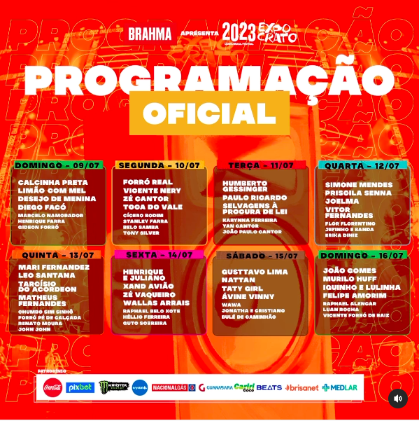 FExpocrato's tweet photo. De 09 a 16 de julho você pode fazer parte do maior festival do Norte e Nordeste! Reunimos as grandes atrações do país em um só lugar 💥

Garanta seu ingresso👇🏾

🎟️ https://t.co/mfnxquexrE

#FestivalExpocrato https://t.co/vgJgzUSztw