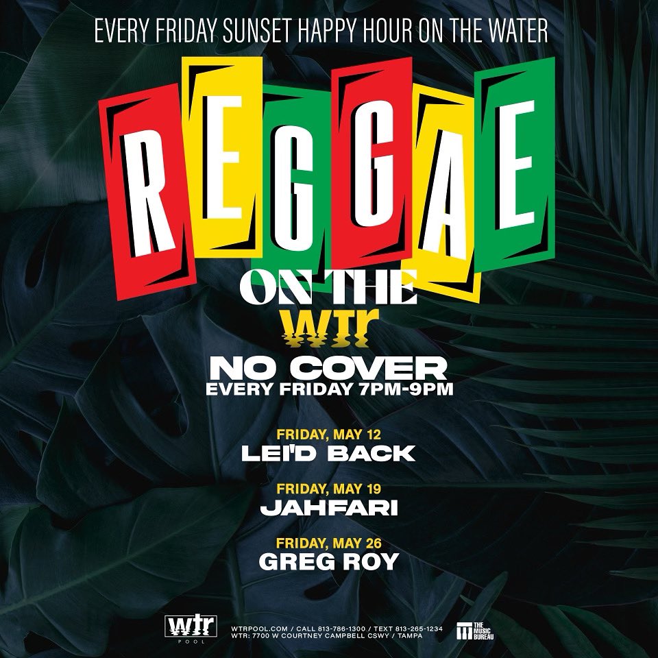 Get ready for reggae because we’re back at #wtrpool tonight for #ReggaeOnTheWTR! 🌴 

#thingstodointampa #bookmusicbureau #wtrpool #tampareggae