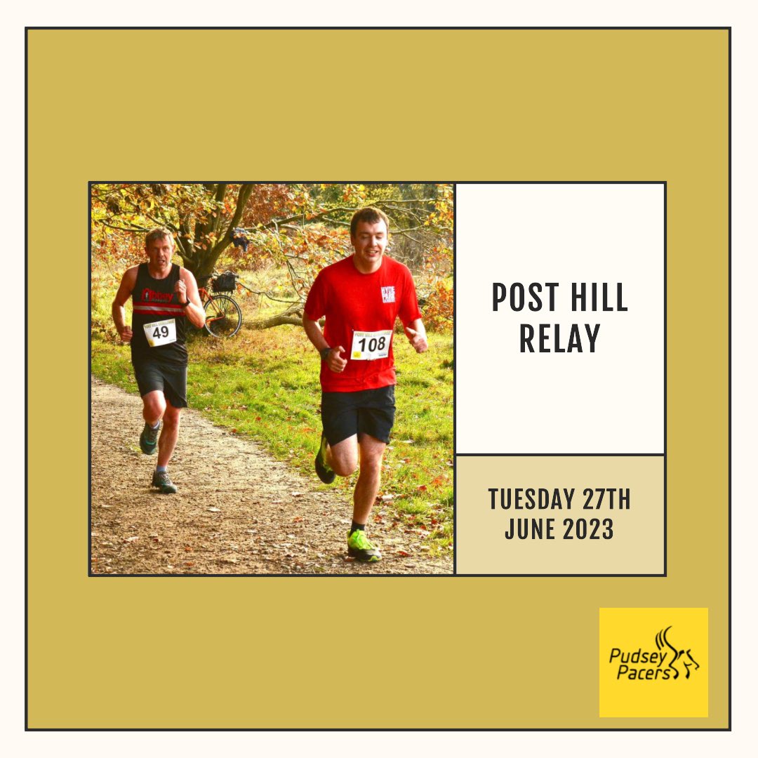 🏃‍♀️🏃‍♂️🏃Post Hill Relay 

📆 Tuesday 27th June 2023

📍Post Hill, Pudsey, West Yorkshire 

💷 £15 a team. 

Entries are now open for this brand new relay for EA affiliated runners. 

tinyurl.com/phillrelay
