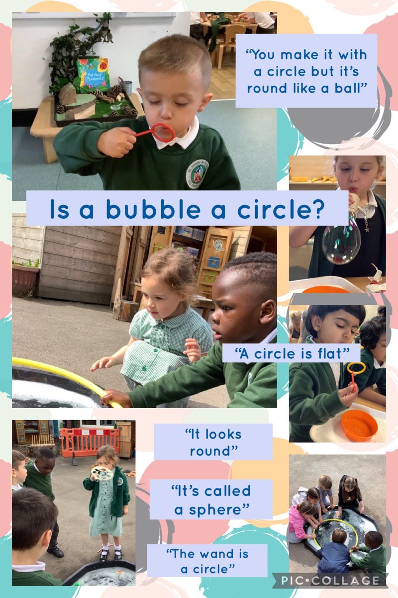 Nursery were Mathematicians today and explored the question ‘is a bubble a circle?’ After our bubble investigation earlier in the week, we explored a circle and a sphere and talked about what we could see 🫧🫧 #sjsbMaths #sjsbEYFS @StJosephStBede @daly_mrs_