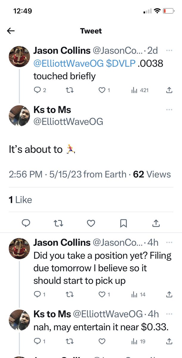 JasonCo90376341's tweet photo. $DVLP Currently undervalued beyond laughable right now. Share price was .014 about 6 mo ago before revs. About to go on a run. My guy has been on point with this ticker calling .38 then .33
says it’s about to go on a run then you can bank it. Check his Twitter he opened yesterday https://t.co/fWTYgCTilR
