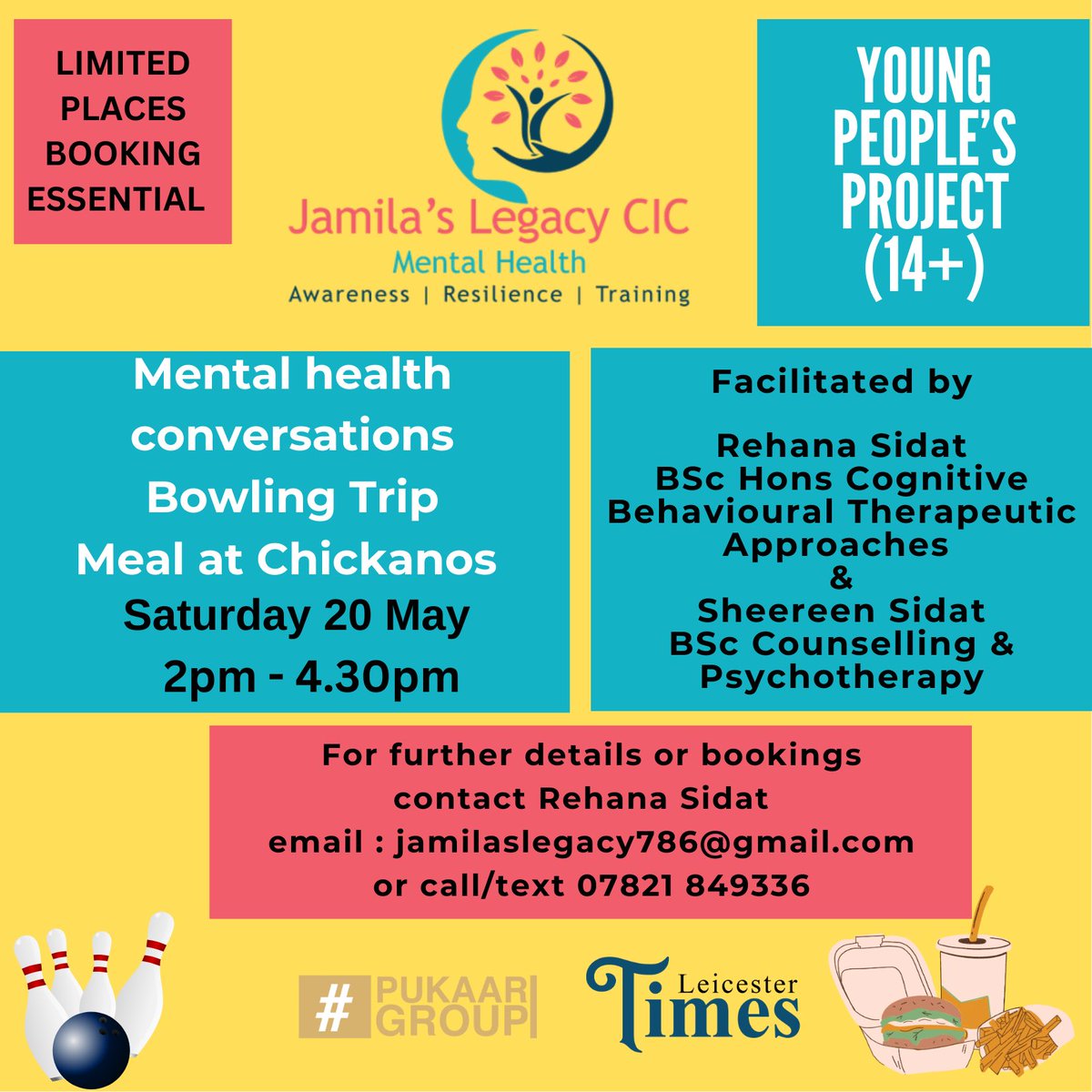 Thanks to @PukaarGroup @LeicesterTimes & @RomailGulzar 
Our Young People’s Project are super excited for tomorrow. #mentalhealthawarenessweek #youngpeople  #bowling #wellbeing