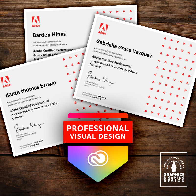 3 more <a href="/Adobe/">Adobe</a> Certified Professionals in Illustrator who are now also ACPro Specialists in Visual Design, bringing our total up to 20!  Way to go Gabby and Dante from <a href="/CVCSDWarriors/">CV Schools</a> and Barden from #NewarkValley! <a href="/BTCareerTechED/">CTE</a> <a href="/BTBOCES_IP/">BT BOCES IP</a> @BroomeTiogaCDC