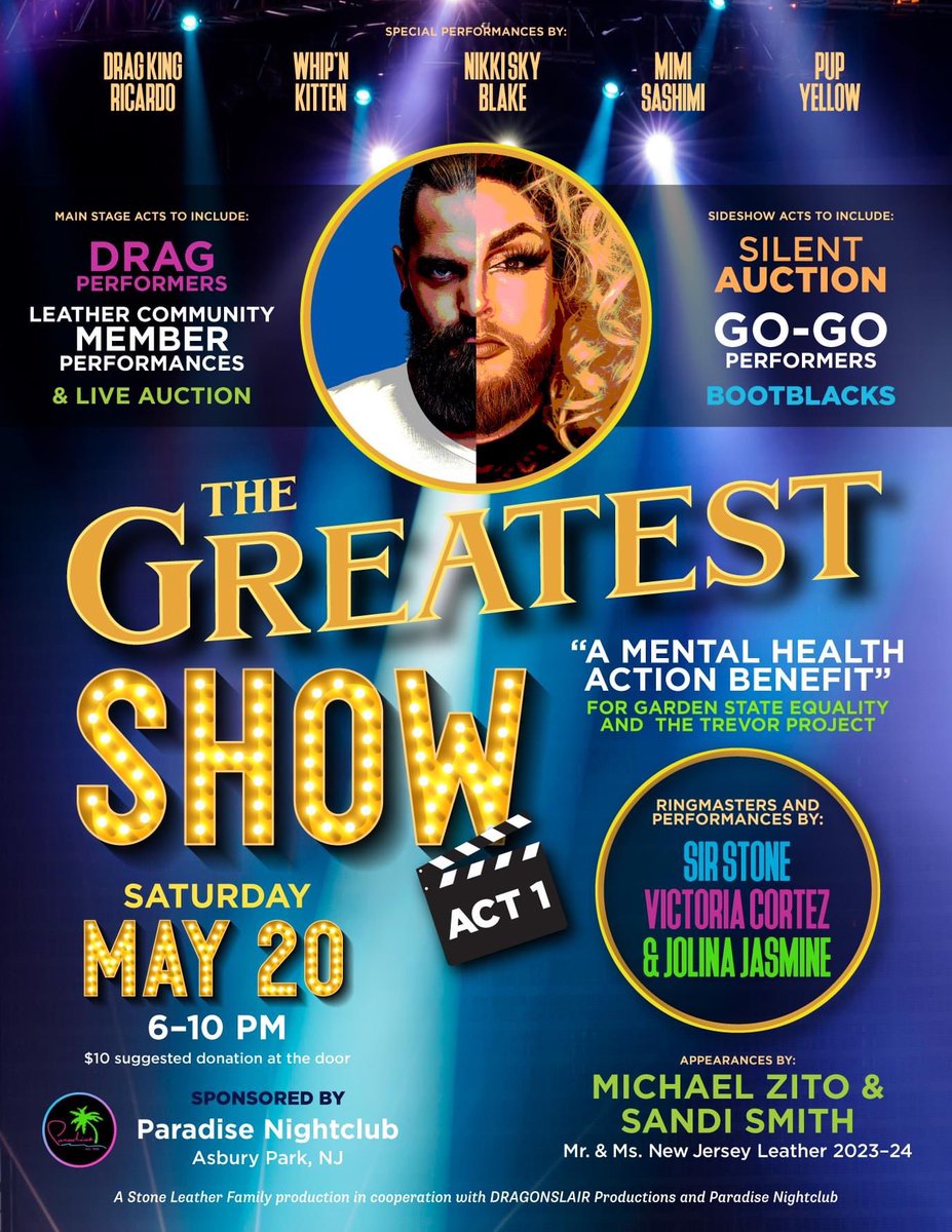The Greatest Show - Sat 5/20
“A Mental Health Action Benefit”
Showtime 6pm til 10pm

#paradisenj #asburypark #lgbtq #djs #asburyparknj #saturdayvibes #saturdaynight #weekendvibes #Saturday