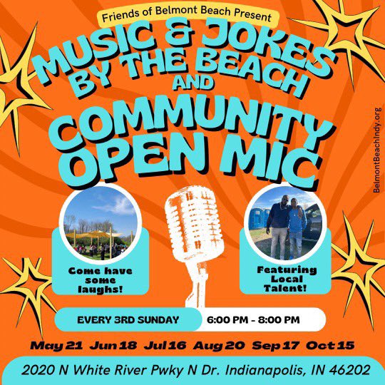 Music and Jokes happening Sunday at Belmont Beach!!! Bring your lawn chairs, coolers welcome! 

#FriendsOfBelmontBeach #MyHaughvilleRiverfront #Haughville #LoveIndy #WhatsGoodWithEbonyChappel