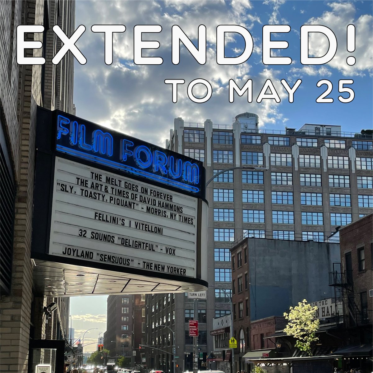 themeltfilm's tweet photo. EXTENDED to May 25th at Film Forum!  Discounted ticketing for non-profit and arts education groups.  DM or reach us contact(at)https://t.co/oIGWr8oG1L ~

@GreenwichET 
@FilmForumNYC 
@TwoCoats 
@filmswelike 

#themeltfilm
#themeltgoesonforever
#davidhammons
#artdocumentaries https://t.co/WLiZCYoh26