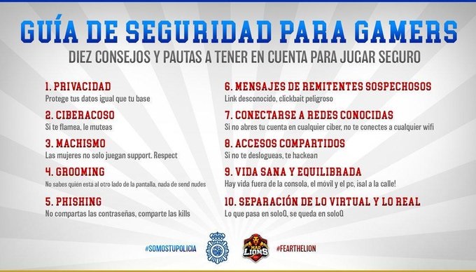 policia's tweet image. #Domingo ...

No es mal día para descansar, desconectar y jugar a tu #videojuego favorito ¿verdad? 🎮🕹🖥

Para jugar con #seguridad y evitar situaciones incómodas échale un ojo a estos consejos 👁