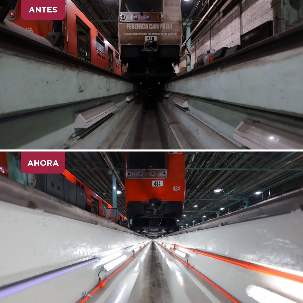 Claudiashein's tweet photo. Vamos a dejar un mejor Metro del que recibimos.
 
Miren cómo están quedando las fosas de revisión sistemática del Taller Ticomán con los trabajos de mejoramiento que estamos realizando y en los que destinamos 26 mdp. https://t.co/b79CFPj1ui