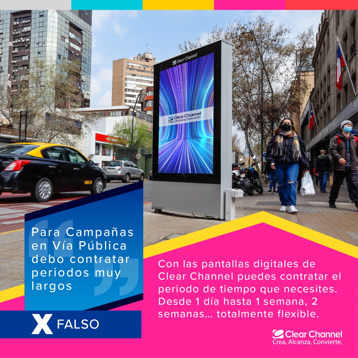 En Clear Channel te asesoramos según tus necesidades y presupuesto. Podemos hacer una campaña a la medida del cliente por el periodo que necesites. Para más información escríbenos a: contacto@clearchannel.cl

#OOH #Pyme #Emprendedores #FackCheck #ClearChannel