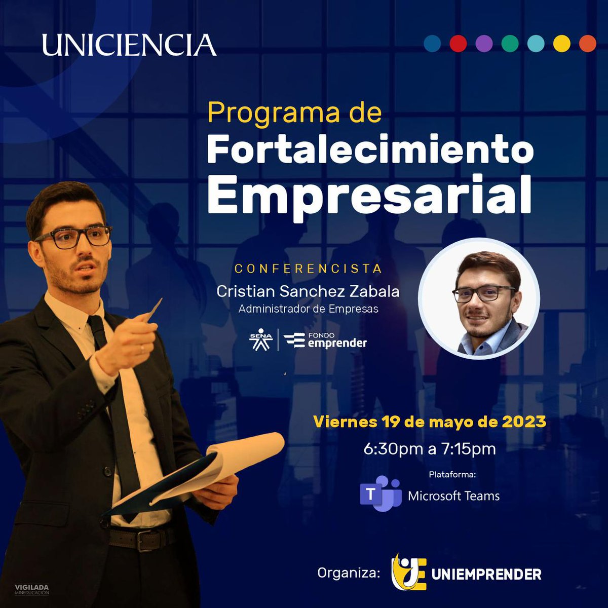 Cristian Sánchez Zabala estará hablándonos de fortalecimiento empresarial este viernes, 19 de mayo, por Meet. Es a las 6:30 p.m. teams.microsoft.com/_#/pre-join-ca…