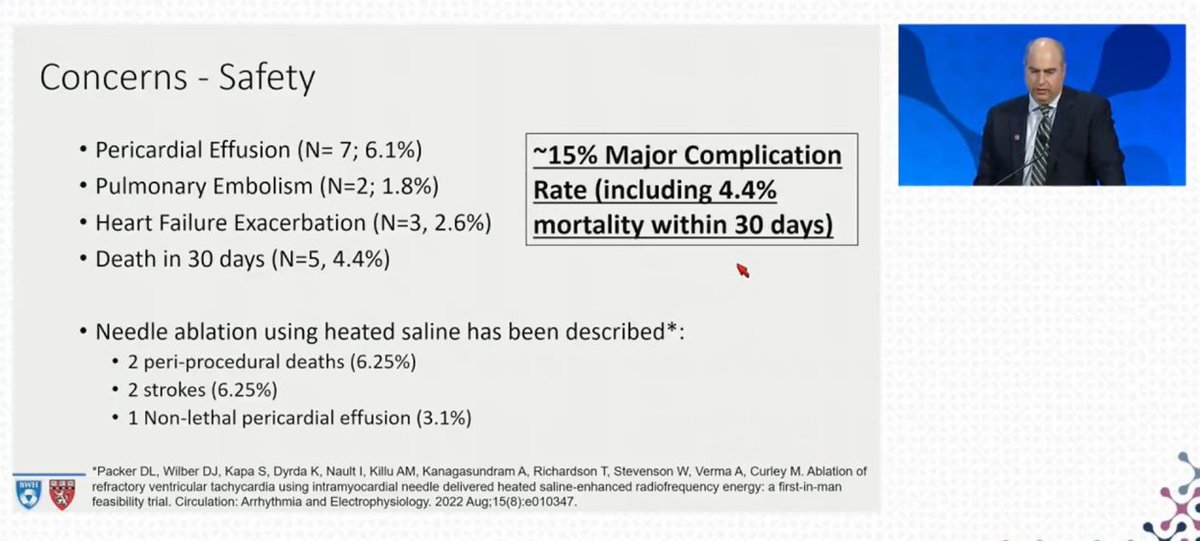 @utedrow @True_EP @True_EP highlights the safety concerns and wonders whether stereotactic radioablation is not a strong competitor. @DoctorPhillEP #HRS2023