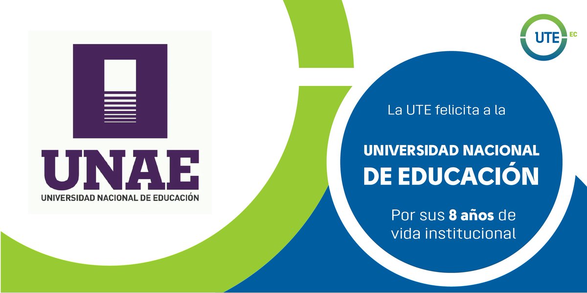 #ComunicaciónUTE| Celebramos los 8 años de vida institucional de la Universidad Nacional de Educación <a href="/UNAEcuador/">Universidad Nacional de Educación UNAE</a>
y enviamos un afectuoso saludo a toda su comunidad universitaria 👏🎓