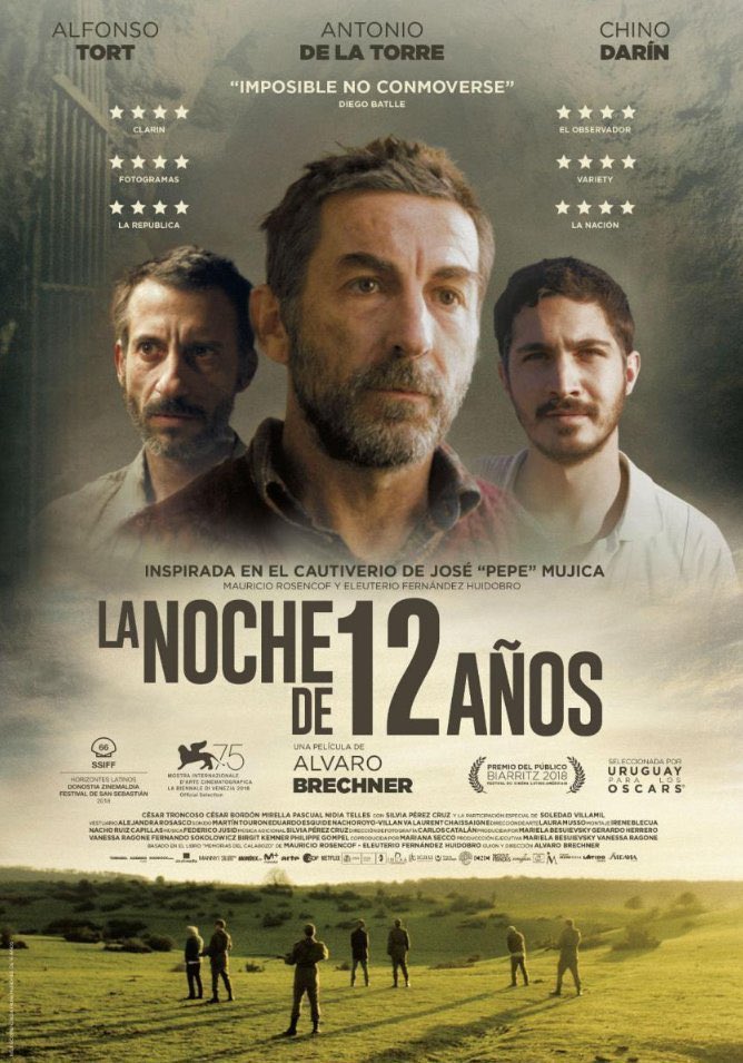 A Twelve Year Night (2018) 🎬 IMDb: 7.5

1973'te askeri diktatörlükle yönetilen Uruguay'da 3 suçlu, 12 yıllarını geçirecekleri hücrelere götürülür. Mahkumlar öldürülmeyecek ama delirtilecektir. Mahkumlar arasında yıllar sonra Uruguay Başkanı olan Jose Pepe Mujica da vardır.