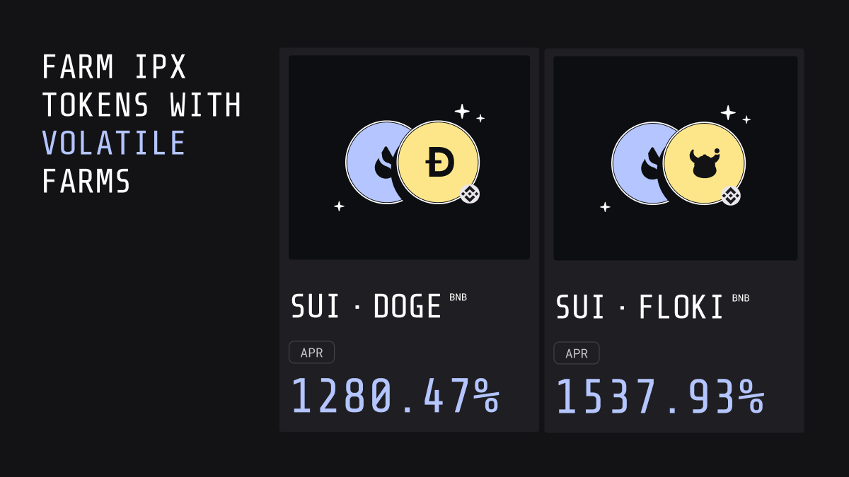 🌟 Weekend vibes + High APRs = Winning combination!🎉

💥Amp up your weekend with our #YieldFarming!

🚀Earn big on #SUI/#DOGE (BNB) & SUI/#FLOKI (BNB) pairs.

🌾Farm $IPX tokens using seamlessly bridged assets from #BNBChain to the @SuiNetwork.

🔗 interestprotocol.com/campaign/liqui…