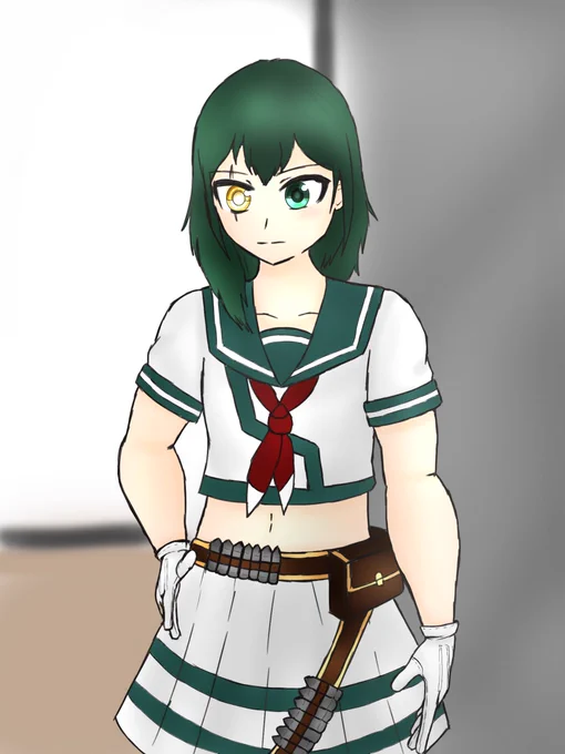 夜中にこそこそ描いた軽装木曾さん  暑くなりましたね…